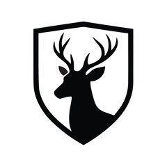 Shield-framed deer silhouette ideal for strong protective brand messages.