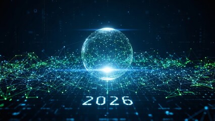 Futuristic abstract digital background with neon light lines, layered 3D geometry, and modern high-tech atmosphere. Ideal for technology, innovation, artificial intelligence, and digital network theme