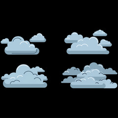 Obraz premium Comprehensive Graphic Collection: High-Quality Vector Icons for Fast Food Menus, Birthday Party Celebrations, Go Green Environmental Sustainability Projects, and Stylized Blue Sky Cloud Clip Art.