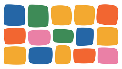 Colorful rounded rectangles on white background shapes blue