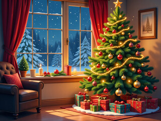 christmas tree with presents