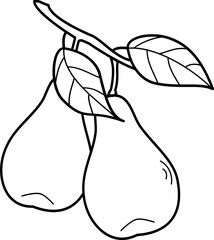 outline illustration of pear for coloring page