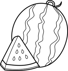 outline illustration of watermelon for coloring page