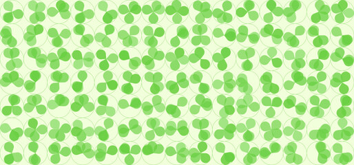 Abstract green triskelion pattern with overlapping petal shapes in circular grid. Ideal for modern design, symmetry, and visual perception themes. St. Patrick day concept.