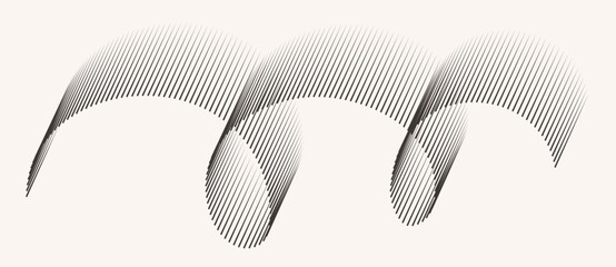 Abstract overlapping waves formed by black lines on white background. Dynamic visual illusion ideal for modern design, minimalism, and conceptual art.