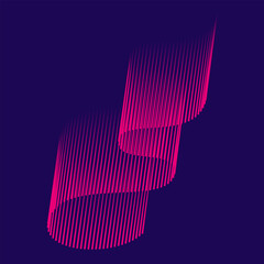 Abstract magenta vertical lines form a wave-like ribbon on a dark purple background, evoking depth, motion, and aurora borealis vibes. Ideal for tech, digital art, and atmospheric design.