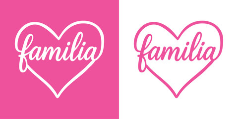 Dibujo sencillo de coraz&oacute;n con l&iacute;neas con palabra en espa&ntilde;ol familia 