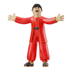 3D Render of Man in Red Outfit