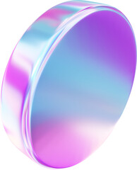 3d holographic gradient purple and blue shape clipart, pastel iridescent fluid abstract form isolated. Render of geometric illustration