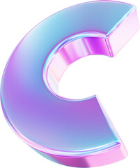 3d holographic gradient purple and blue shape clipart, pastel iridescent fluid abstract form isolated. Render of geometric illustration