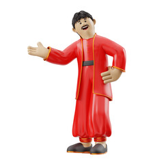 3D Rendering of Man in Red Outfit