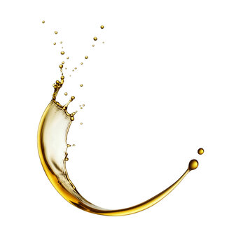 Thin oily splash with drops close-up isolated on transparent background. Generative AI