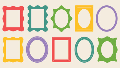 Colorful frames with various shapes and borders squares