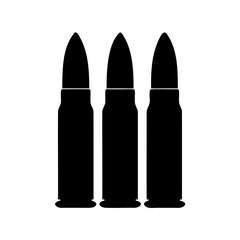 Three bullets in black and white simple military ammunition illustration