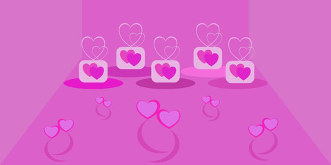 Obraz premium Seamless pink heart vector pattern with romantic sweet tone. Cute love background for fabric, textile, wrapping paper, Valentine design, wallpaper and digital products. Ready to use.