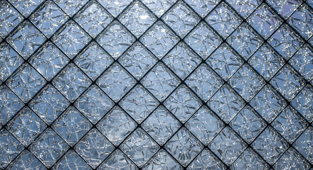 Abstract Shattered Glass Pattern in a Diamond Grid Frame