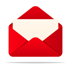 Blank letter red mail envelope vector isolated illustration