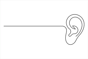 Human ear continuous one line art drawing of design. Ear simple line minimalist vector illustration