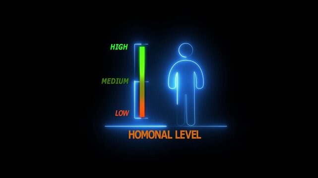 Hormonal Level Health Indicator with Human Icon and Digital UI Scale Representing Endocrine Balance and Medical Data Analysis.