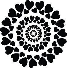 Fototapeta premium Black and white heart mandala pattern Vector