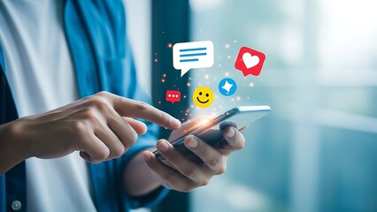 A person interacting with social media on their smartphone