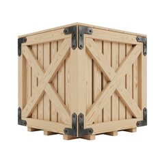 Wooden shipping crate with metal corners cut-out