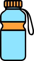 Modern blue water bottle with orange accents