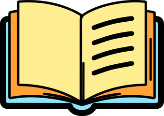 Vibrant open book illustration with yellow pages