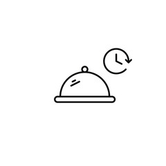 Fototapeta premium Restaurant food cloche and clock. Food delivery, timed menu orders. Pixel perfect, editable stroke vector icon