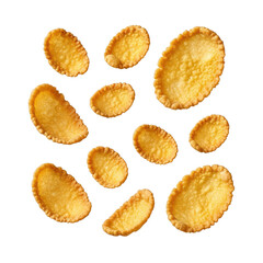 Crunchy breakfast cornflakes isolated subject, background removal