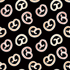 Hand drawn vector seamless bread pattern with baked goods in sketch style for wrapping, fabric, menu design and culinary products.