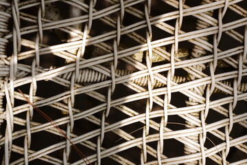 Close-up View of Interconnected Metallic Grid Structure
