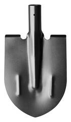 Metal shovel without handle for digging earth isolated on white transparent background