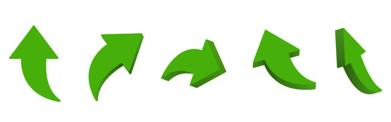 Green arrow. Vector isometric arrow set isolated on white background.