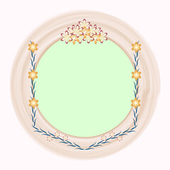 Empty flower circle background card design for your text.