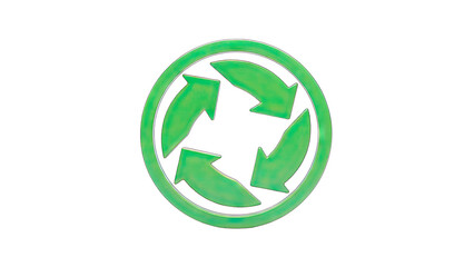 Green Recycling Symbol on White Background