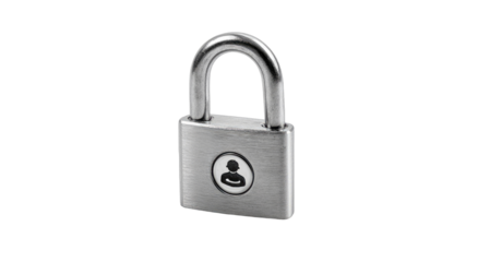 A silver padlock with a person icon in the center