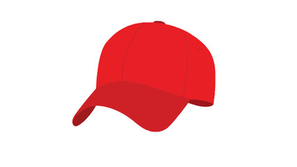 Fototapeta premium Red baseball cap isolated on white background, simple illustration