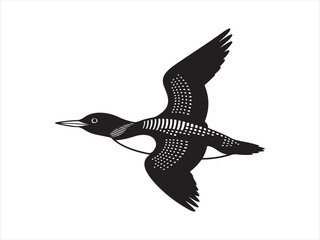 Obraz premium Loon Flying Bird Silhouette, Vector, Illustration