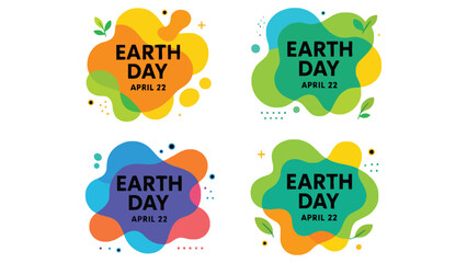 Earth Day colorful badges set for April 22nd environmental awareness campaign