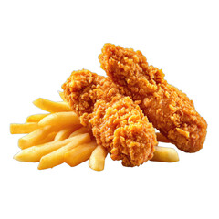 Crispy fried chicken strips served with a side of golden french fries