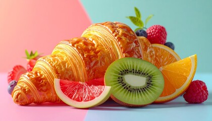 Croissant with Fresh Sliced Fruit