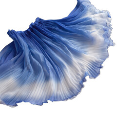 Flowing blue and white fabric, rippling with delicate folds and curves