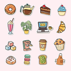 Cute Cafe and Lifestyle Sticker Collection