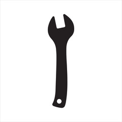 Simple black wrench icon, Labor Day wrench silhouette design symbolizing hard work and industry  vector illustration

