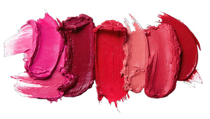 A spectrum of rich, creamy lipstick swatches in varying shades of pink and red