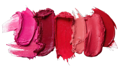 A spectrum of rich, creamy lipstick swatches in varying shades of pink and red