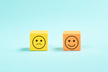 Sad or happy smiling face, mental health, personality, mood change, attitude, positive and negative...