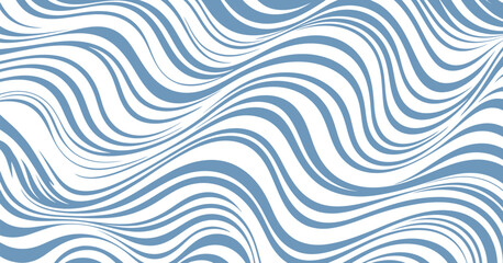 Seamless vector wave pattern with thin blue lines, abstract water background, continuous flowing waves, minimal aquatic design, texture illustration