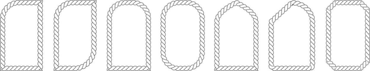 Diverse set of outlined rope frames featuring multiple decorative shapes and styles © wajuddin